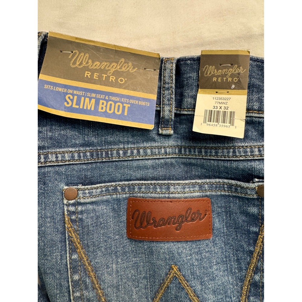 Wrangler Retro Slim Boot Jeans Mens 33x32 Medium Wash Western Denim - Picture 2 of 16